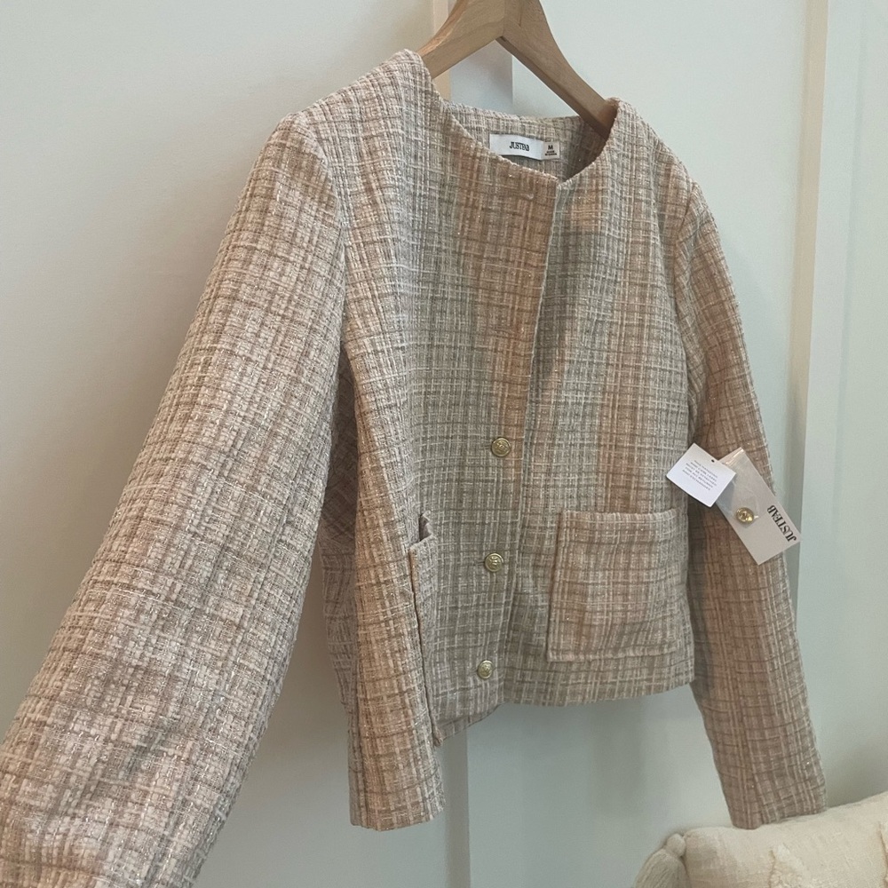 NET: JUSTFAB Tweed Button Front Short Jacket size Medium
